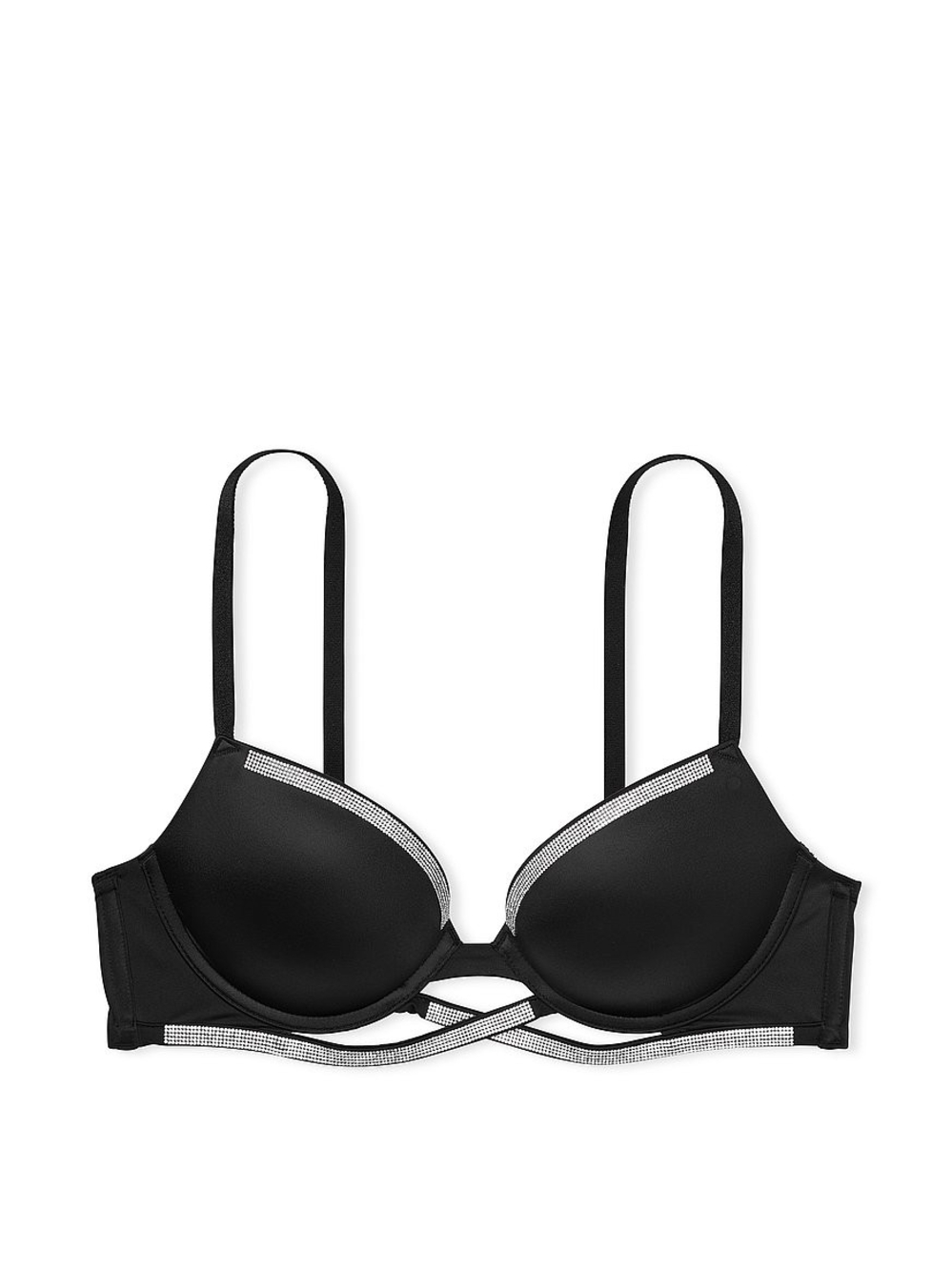 Victoria's Secret Black Push-Up Bra with Silver Trim Sz. 36C